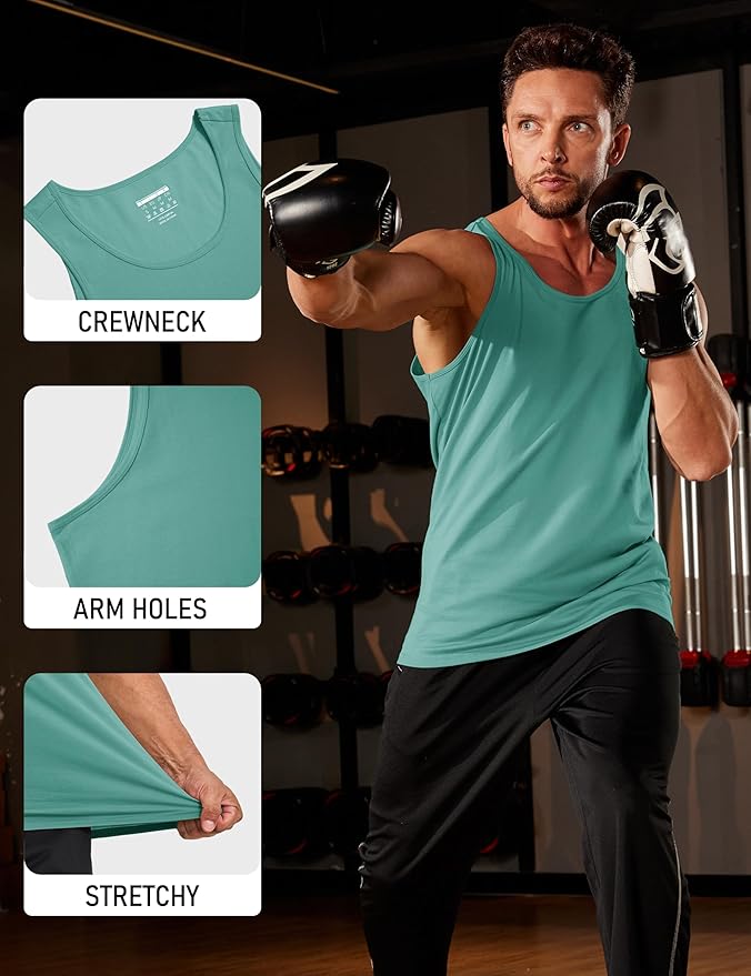 MAGCOMSEN Mens Workout Tank Tops Undershirt Cotton Muscle Athletic Sleeveless Shirts for Gym