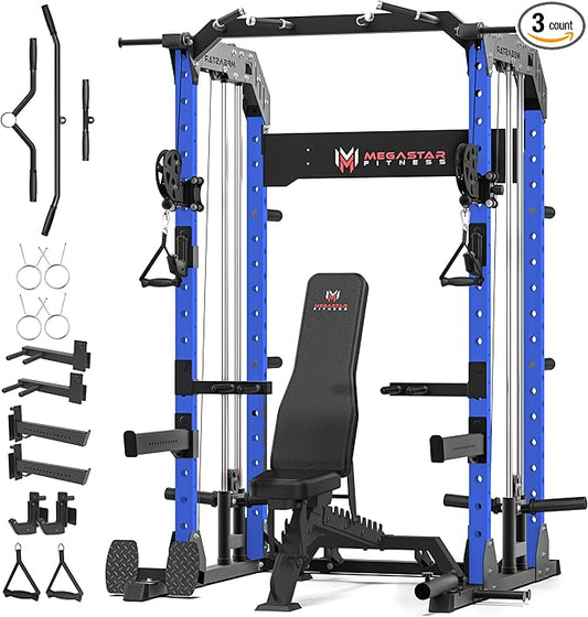 Power Rack for Home Gym – 2000LB Capacity Multifunction Squat Rack with Cable Crossover, Includes 16 Professional attachments for Home Gym Strength Training, P63 Rampage