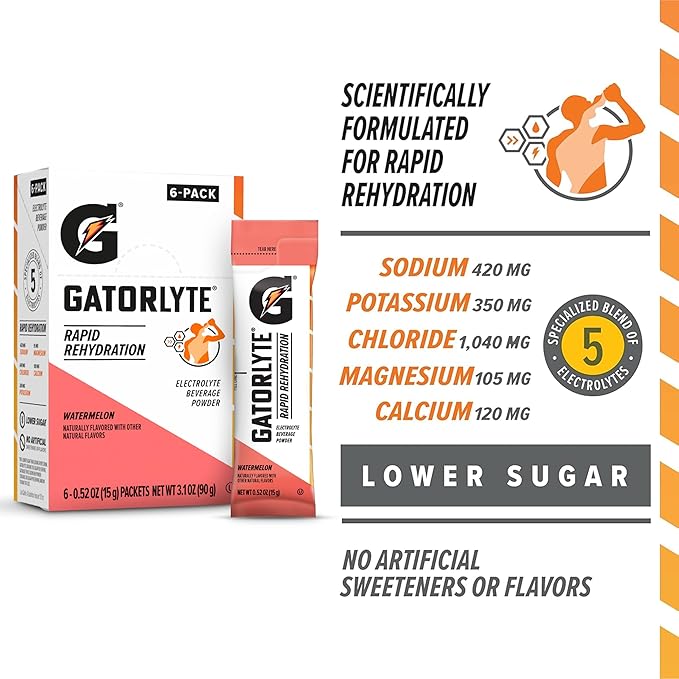 Gatorlyte Powder Watermelon, 16.9oz (Pack of 6)