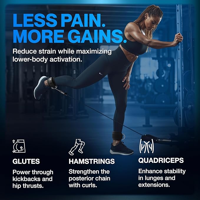 Modvel Gym Ankle Strap for Cable Machines – Glute & Leg Kickback Ankle Straps for Gym Workouts – Adjustable, Padded Support for Strength Training, Weightlifting, Rehab – Men & Women