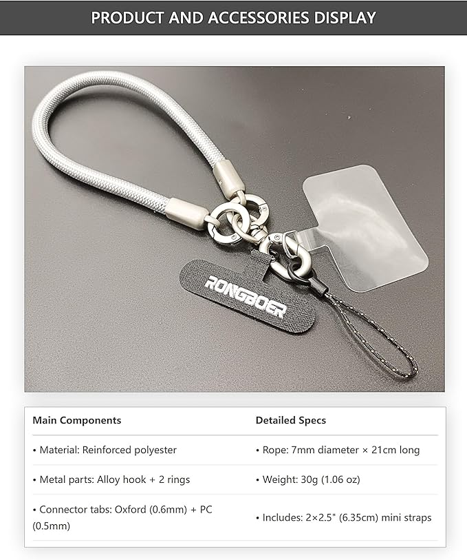 Premium Phone Lanyard for iPhone&Android-Stylish Unisex Wrist Strap with Alloy Metal Hook&Reinforced Polyester-R14