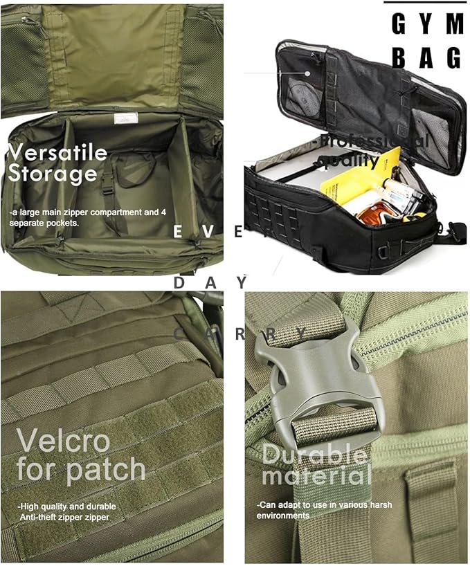 Gym Bag Duffle Bags Backpack - Travel Weekender Bag for Men Women Workout Bag for Military,Sports,Overnight,Basketball,Tactical,Football,Waterproof & Tear Resistant