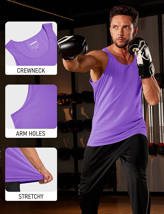 MAGCOMSEN Mens Workout Tank Tops Undershirt Cotton Muscle Athletic Sleeveless Shirts for Gym