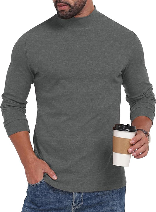 Sailwind Men's Mock Turtleneck Long Sleeve Shirt Cotton Basic Thermal Undershirt Lightweight Pullover