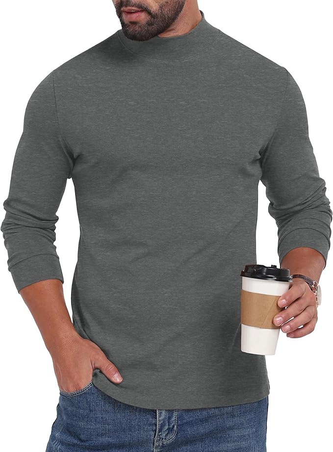 Sailwind Men's Mock Turtleneck Long Sleeve Shirt Cotton Basic Thermal Undershirt Lightweight Pullover