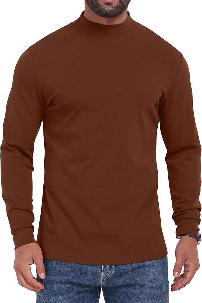 Sailwind Men's Mock Turtleneck Long Sleeve Shirt Cotton Basic Thermal Undershirt Lightweight Pullover