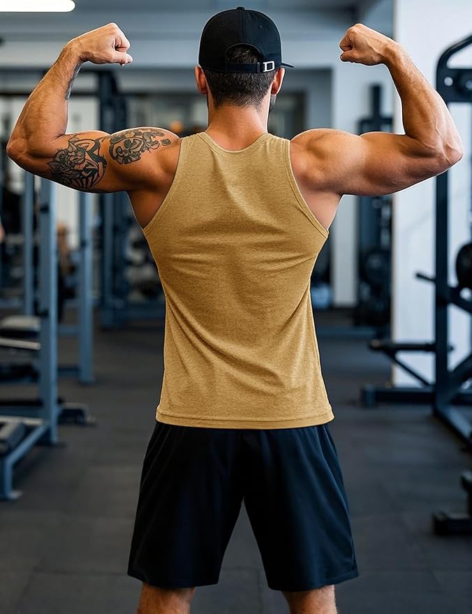 MAGCOMSEN Mens Workout Tank Tops Undershirt Cotton Muscle Athletic Sleeveless Shirts for Gym