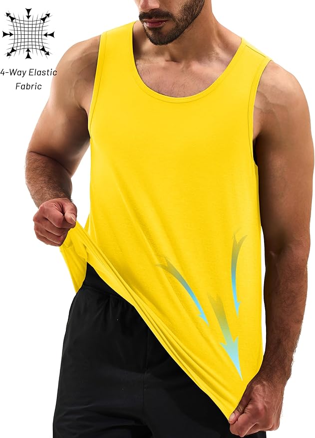 Cotrasen Men's Tank Top UPF 50+ Sleeveless Shirt Cotton Moisture Wicking Casual Gym Workout Shirts Cooling Muscle Tee Shirt