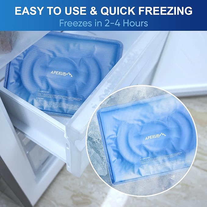 APEXUP Gel Ice Packs for Injuries Reusable, Flexible Double Sided Cold Packs for Injuries, Ice Pack for Knee, Shoulder, Back, Hip, Leg, Arm (Blue, L, 2PK)