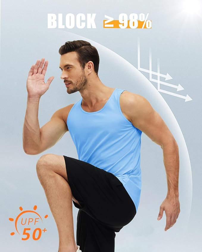 MAGCOMSEN Men's UPF 50+ Tank Top Quick Dry Summer Workout Muscle Sleeveless Shirts for Swim Beach Bodybuilding
