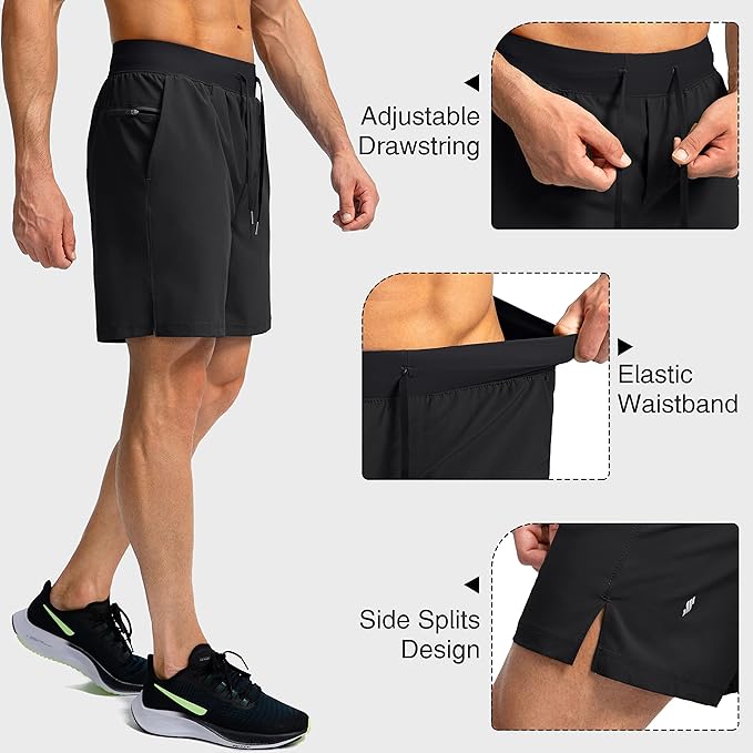 Men's Running Shorts with Zipper Pockets 9 Inch/ 7 Inch / 5 Inch Lightweight Quick Dry Gym Workout Athletic Shorts for Men