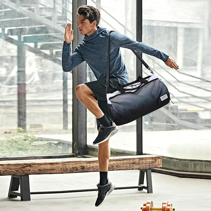 BE SMART Waterproof Mens Gym Bag with Shoe Compartment, Duffle Bags with Wet Pocket for Men, Lightweight Large Sport Duffel Option With Tpu Pocket for Overnight Weekender, Fitness, Swim, Boxing,Travel