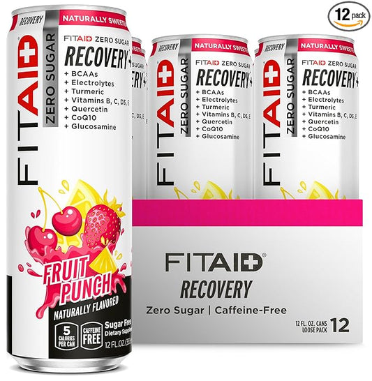 Lifeaid Fitaid Recovery Drink, Fruit Punch, Zero Sugar, Vegan, Kosher, Keto Friendly, Gluten Free, 12 Fluid Ounce (Pack of 12)