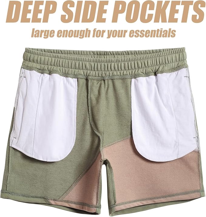 maamgic Mens Athletic Gym Shorts 5.5" Elastic Waist Casual Pajama Pocket Jogger Men Workout Short Pants