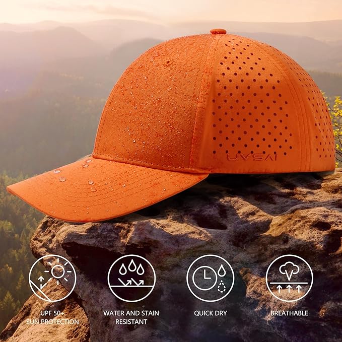 UPF 50+ Performance Water Resistant Baseball Cap Lightweight Breathable Hat Golf Running Boat Hiking for Men Women