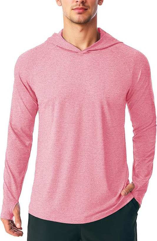 MAGCOMSEN Men's Hooded UPF 50+ Sun Protection T Shirts Long Sleeve Athletic Fishing Shirts Rash Guards