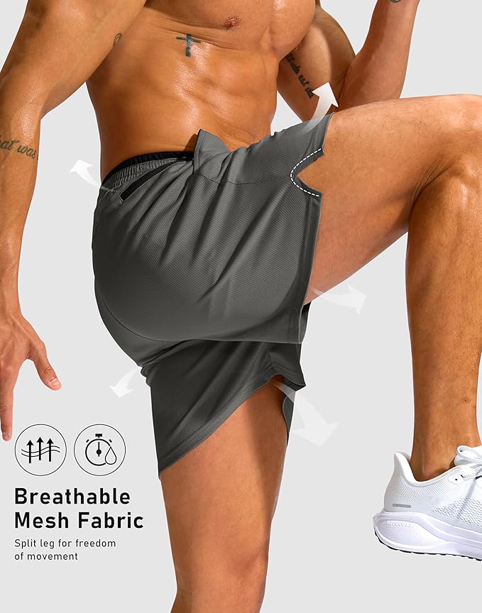 G Gradual Men's Running Athletic Shorts with Zipper Pocket 5"/ 7" Lightweight Quick Dry Gym Workout Shorts for Tennis Active