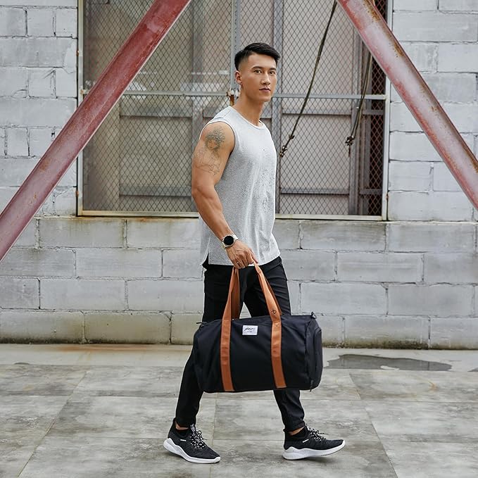 BE SMART Waterproof Mens Gym Bag with Shoe Compartment, Duffle Bags with Wet Pocket for Men, Lightweight Large Sport Duffel Option for Overnight Weekender, Fitness, Swim, Boxing,Travel