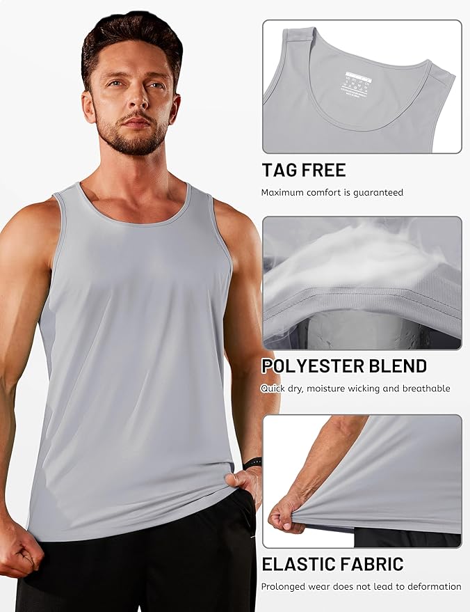 TACVASEN Men's Workout Tank Tops Sleeveless UPF 50+ Summer Sun Shirts Quick Dry for Running Swim Gym Beach