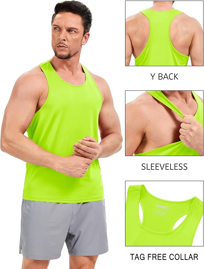 TACVASEN Mens Workout Tank Top UPF 80+ Y-Back Muscle Shirts Quick Dry Sleeveless Tee Shirt for Swim Beach Gym Athletic