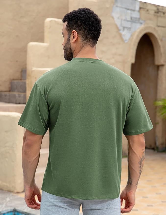 Mens Oversize Short Sleeve T-Shirts Loose Fit Solid Color Lightweight Tee Shirt Athletic Dry Fit Top