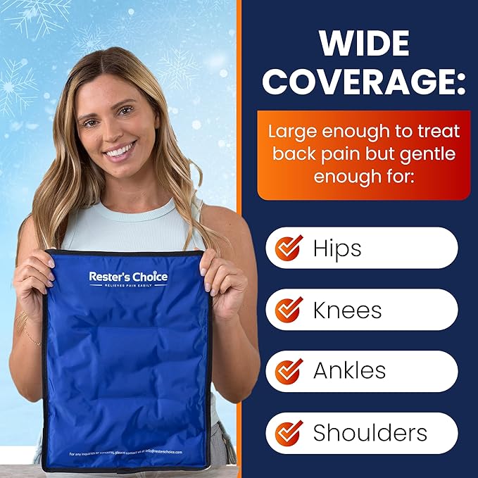 Gel Soft Flexible Ice Pack for Injuries Reusable - (Large: 11"x14.5") for Hip, Shoulder, Knee, Back - Comfy Cold Pack Compress for Swelling, Bruises, Surgery