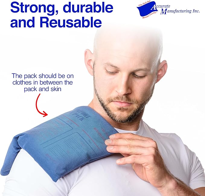 Flexible Reusable Gel Packs for Neck, Wrist, Arm, Back and Shoulder Pain Relief - Versatile Hot or Cold Gel Packs for Injuries, Sore Muscles or Toothache Pain Relief, Blue, 9" x 12", 1 Pack