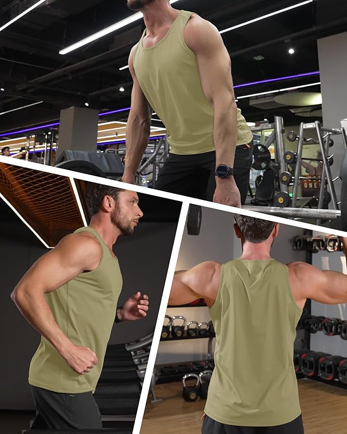 MAGCOMSEN Men's UPF 50+ Tank Top Quick Dry Summer Workout Muscle Sleeveless Shirts for Swim Beach Bodybuilding