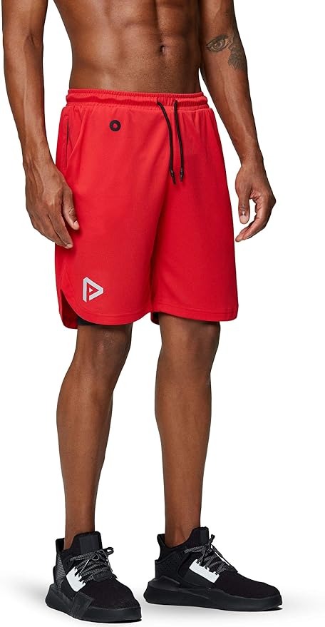 Pinkbomb Men's 2 in 1 Running Shorts Gym Workout Quick Dry Mens Shorts with Phone Pocket
