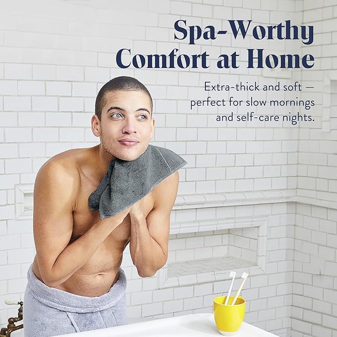 Brooklinen Super-Plush Turkish Cotton Washcloths Set of 2 Cotton, 820 GSM, Highly Absorbent, Machine Washable, Perfect for Home & Bathroom (13" x 13", Slate Grey)