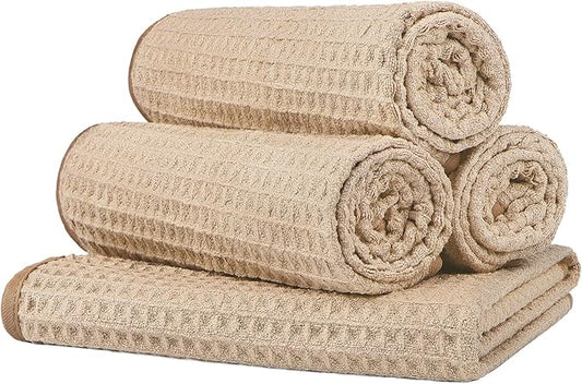 HOMEXCEL 4 Pack Gym Towels, Microfiber Yoga Towels for Bathroom, Ultra Soft, Highly Absorbent and Quick Dry Towel for Gym, Shower, Fitness, Spa 15 x 25 Inch