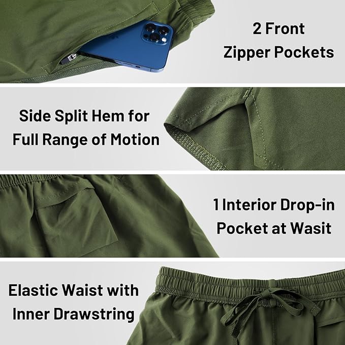 MIER Men's Workout Running Shorts Quick Dry Active 5 Inches Shorts with Pockets, Lightweight, Breathable