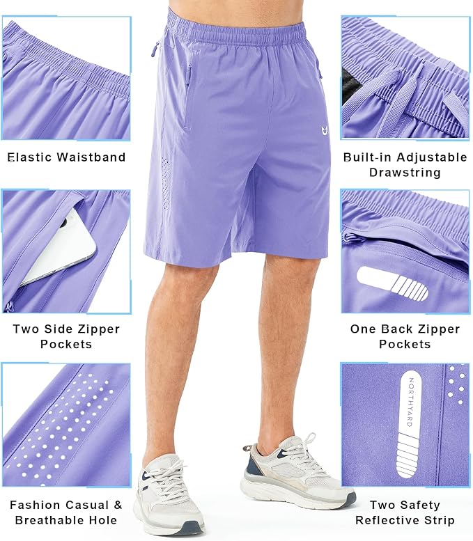 NORTHYARD Men's Athletic Running Shorts Quick Dry Workout Shorts 7"/ 5"/ 9" Lightweight Sports Gym Basketball Tennis Hiking