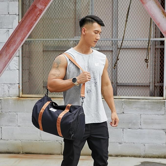 BE SMART Waterproof Mens Gym Bag with Shoe Compartment, Duffle Bags with Wet Pocket for Men, Lightweight Large Sport Duffel Option With Tpu Pocket for Overnight Weekender, Fitness, Swim, Boxing,Travel