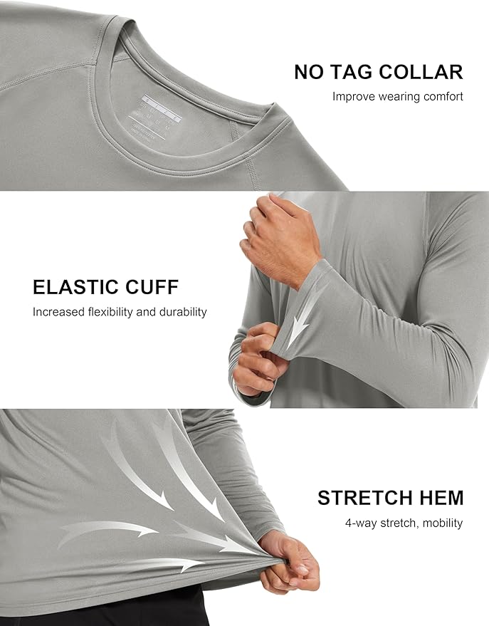 MAGCOMSEN Men's Long Sleeve Shirts UPF 50+ UV Sun Protection Athletic Shirts for Hiking Running Workout Rash Guard