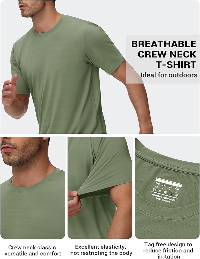 TACVASEN Men's Lightweight Athletic T-Shirts Quick Dry Workout Gym Tops Short Sleeve Running Tee Shirt Performance Activewear