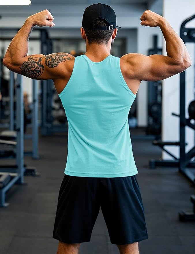 MAGCOMSEN Mens Workout Tank Tops Undershirt Cotton Muscle Athletic Sleeveless Shirts for Gym