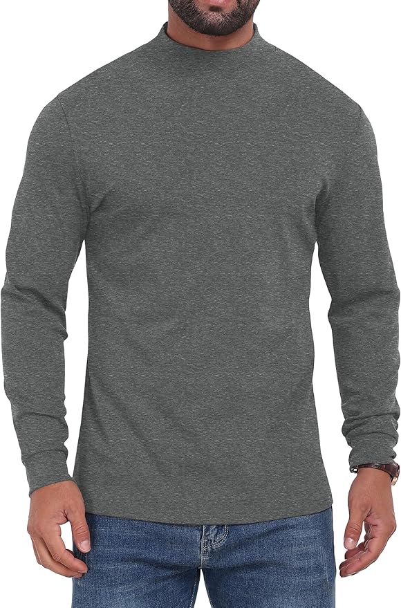 Sailwind Men's Mock Turtleneck Long Sleeve Shirt Cotton Basic Thermal Undershirt Lightweight Pullover