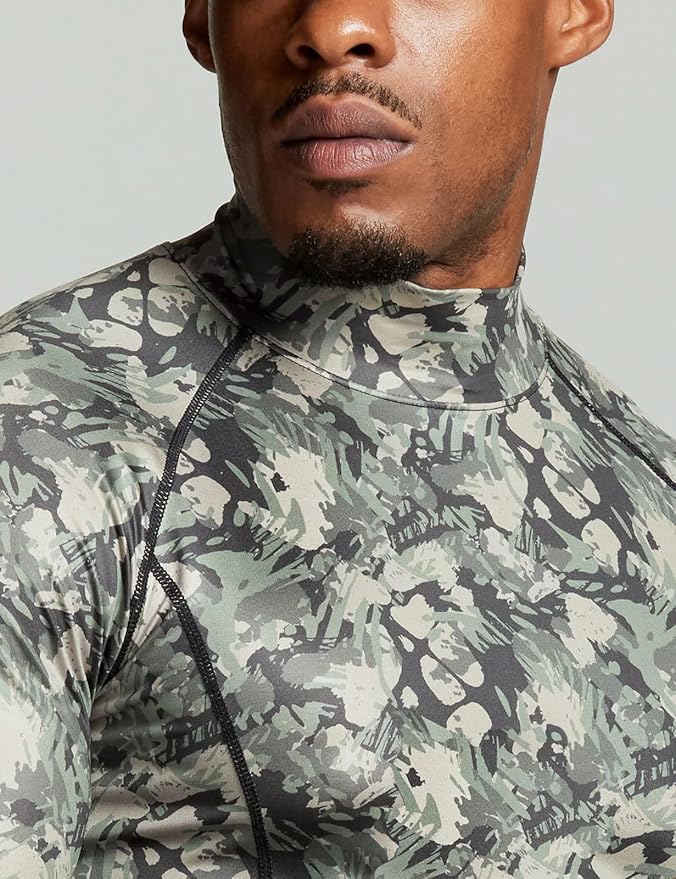 TSLA Men's Thermal Long Sleeve Compression Shirts, Mock/Turtleneck Winter Sports Running Base Layer Top