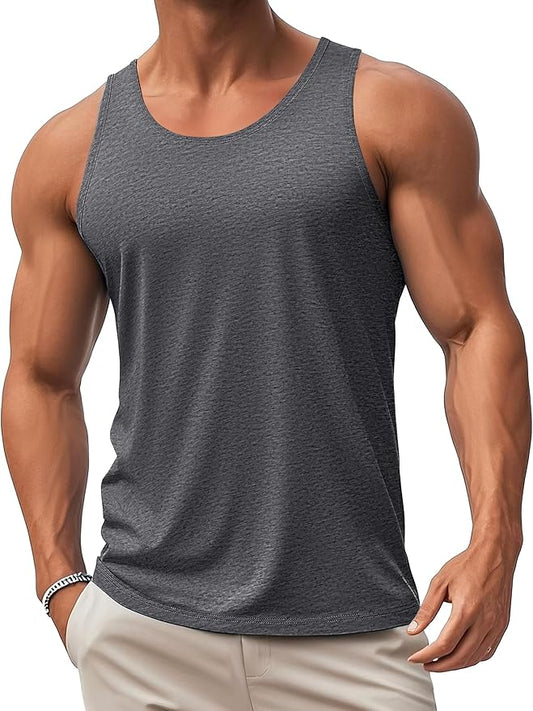 MAGCOMSEN Mens Workout Tank Tops Undershirt Cotton Muscle Athletic Sleeveless Shirts for Gym