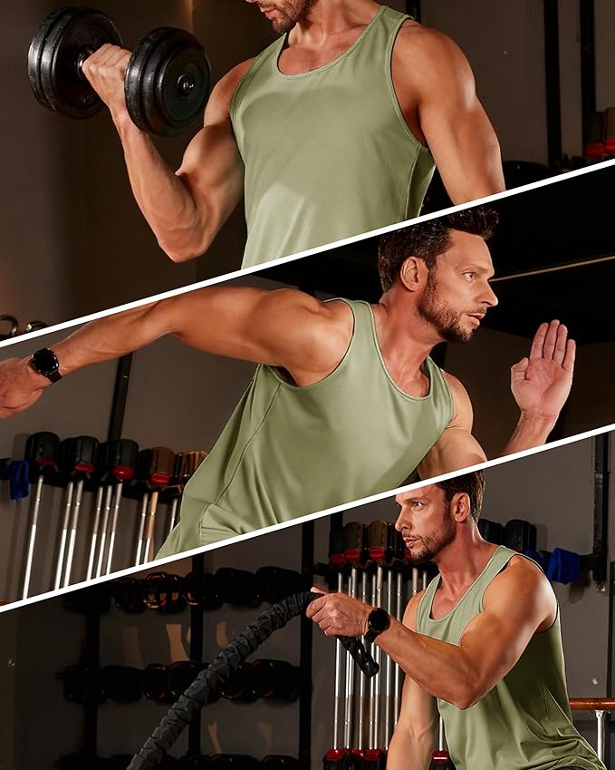 Boladeci Men's Tank Top Workout Athletic Quick Dry UPF 50+ Sun Protection Lightweight Summer Beach Gym Sleeveless Shirts