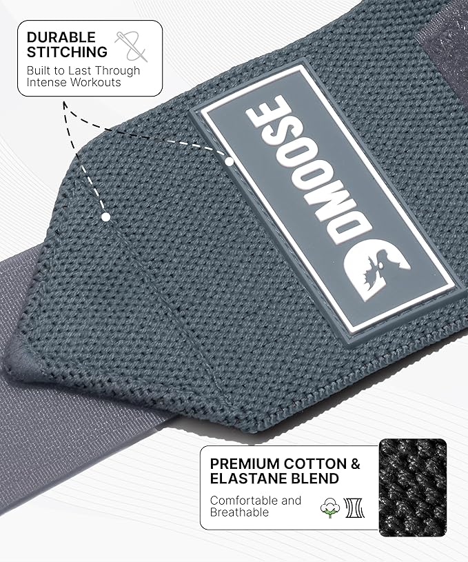 DMoose Fitness Wrist Wraps for Weightlifting 18" - Heavy Duty Gym Wrap with Hand Thumb Loop for Support & Pain Relief, USPA Approved Powerlifting, Weight Lifting Wrist Straps for Men & Women Work Out