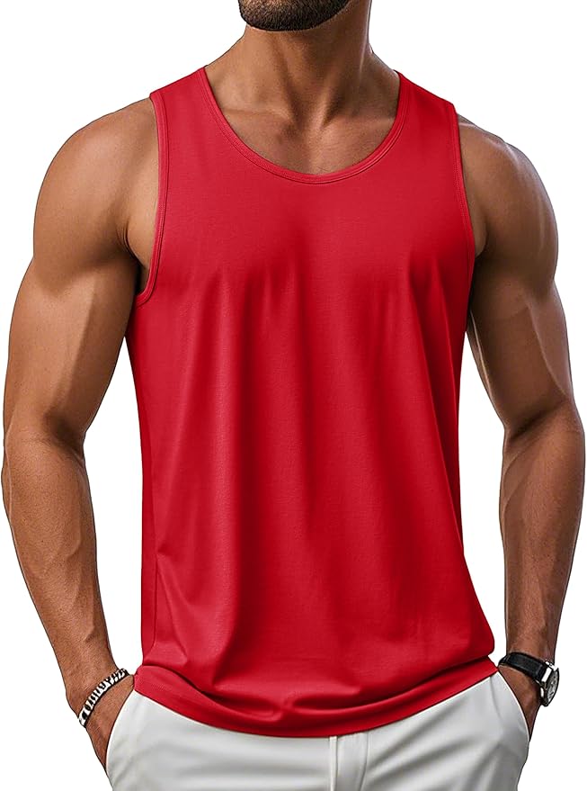 MAGCOMSEN Men's UPF 50+ Tank Top Gym Workout Sleeveless Muscle Shirts Sun Protection Cut Off Shirts Summer Sleeveless T Shirt