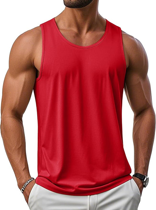 MAGCOMSEN Men's UPF 50+ Tank Top Gym Workout Sleeveless Muscle Shirts Sun Protection Cut Off Shirts Summer Sleeveless T Shirt