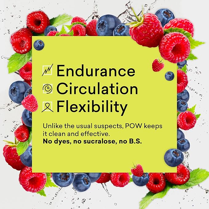 EBOOST POW Natural Pre Workout Powder - 15 Packets, Blue Raspberry - Preworkout Energy Booster Gym Supplement Drink Mix for Men and Women - Performance, Joint Mobility Support - Gluten-Free