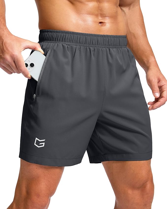 G Gradual Men's Athletic Running Shorts with Zipper Pockets Quick Dry 7"/ 5"/ 9" Workout Gym Shorts for Basketball Hiking