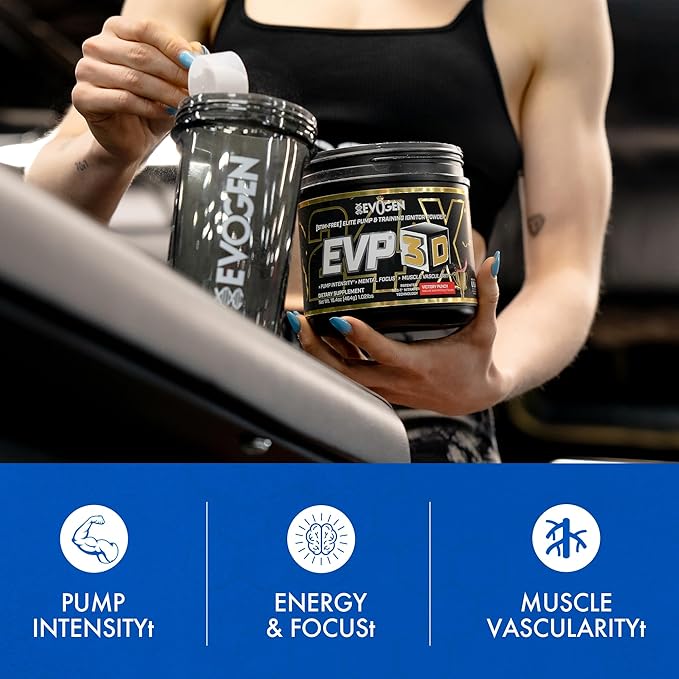 Evogen EVP 3D - Stim Free Pre Workout Powder for Men & Women | Sugar Free Non Stim Preworkout with Beta Alanine and Creatine for Energy & Pump | Victory Punch | 40 Servings
