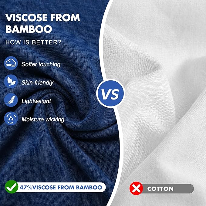 BAMBOO COOL Men's Undershirt Moisture-Wicking T-Shirts Stretch Crewneck Soft Tees for Men,3 Pack