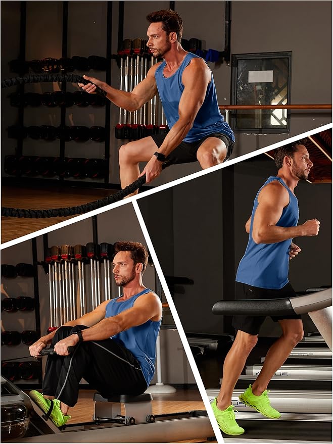 TACVASEN Men's Workout Tank Tops Sleeveless UPF 50+ Summer Sun Shirts Quick Dry for Running Swim Gym Beach