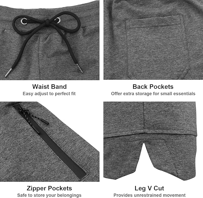 PIDOGYM Men's 5" Gym Workout Shorts,Fitted Jogging Short Pants for Bodybuilding Running Training with Zipper Pockets